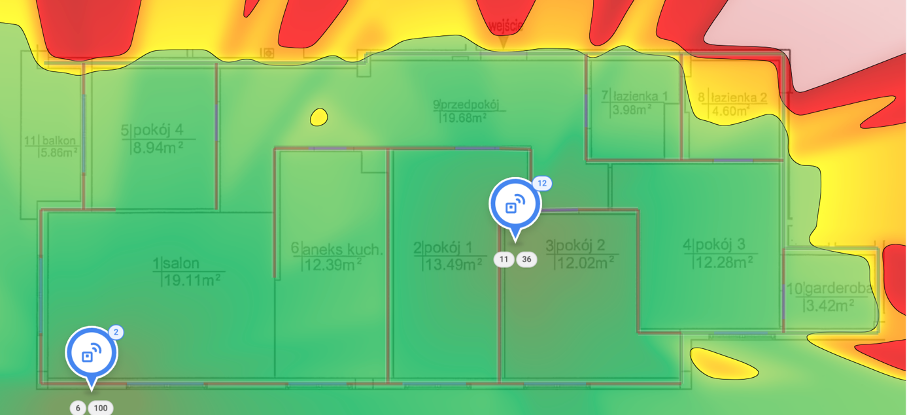 wifi coverage, house 2 wifi APs